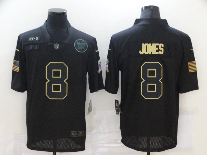 Men New York Giants #8 Jones Black gold lettering 2020 Nike NFL Jersey->baltimore ravens->NFL Jersey